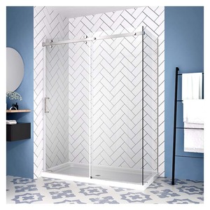 Porte de douche de <span class=keywords><strong>baignoire</strong></span> coulissante simple <span class=keywords><strong>Pare</strong></span>-douche en verre de salle de bain Prix <span class=keywords><strong>moins</strong></span> <span class=keywords><strong>cher</strong></span> Aluminium encadré avec finition brossée Verre trempé - Product Image 5