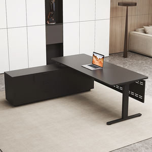 مكتب تنفيذي فاخر على شكل حرف L للمدير/رئيس الشركة - أثاث مكتبي تجاري مع طاولة كمبيوتر وسطح عمل كبير - Product Image 4