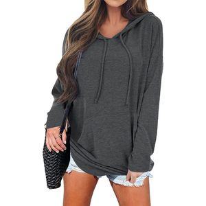 Autunno 2024 donna abbigliamento sportivo Casual con cappuccio tinta unita felpa felpa con cappuccio da donna - Product Image 3