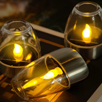 Lampe solaire d'étape d'énergie de Warmwhite d'ampoule de bougie d'acier inoxydable