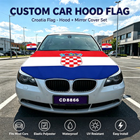 Housse de capot de voiture personnalisée avec drapeau de Croatie et drapeaux de rétroviseur Croats 115x155cm, bannière de protection extérieure pour capot de moteur de voiture