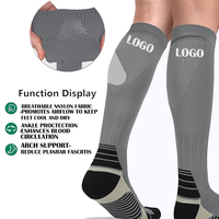 Chaussettes de compression personnalisées à étiquette privée, hauteur genou, 20-30 mmHg, fibre élastique, confortables, pour voyage