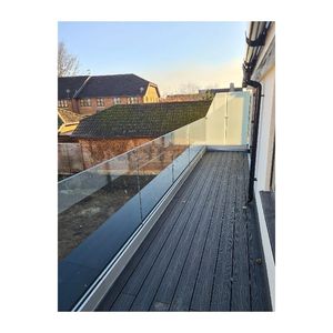 Hệ thống lan can u-slot cho lan can kính cường lực, đế nhôm u-rãnh với khung lan can kính và mũ kết thúc - Product Image 2