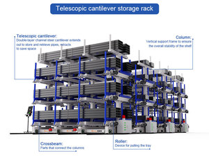 מדפי קנטילבר ניידים, זרועות מתכווננות לעומס כבד, מדפי אחסון ניידים לפריטים ארוכים - Product Image 2
