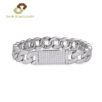 Pulsera de Eslabones Cubanos de Plata de Ley S925 con Moissanita Iced Out de 12mm, Joyería de Moda Hip Hop, Gran Venta para Hombres y Mujeres