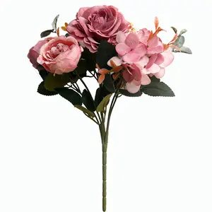 Controllo di alta qualità 30cm Bouquet di fiori di Rose finte Bouquet di Rose di seta bianca artificiale per la sposa da sposa