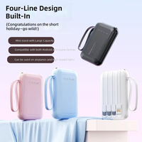 Mini batterie externe personnalisée en gros avec câble intégré, compatible téléphone portable, chargeur portable avec LED