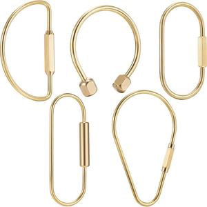 Brass Screw Lock Keychain Simple Brass Key Chain Ellipse Shape Key Ring Brass Lock Clip Key Holders for Men Women