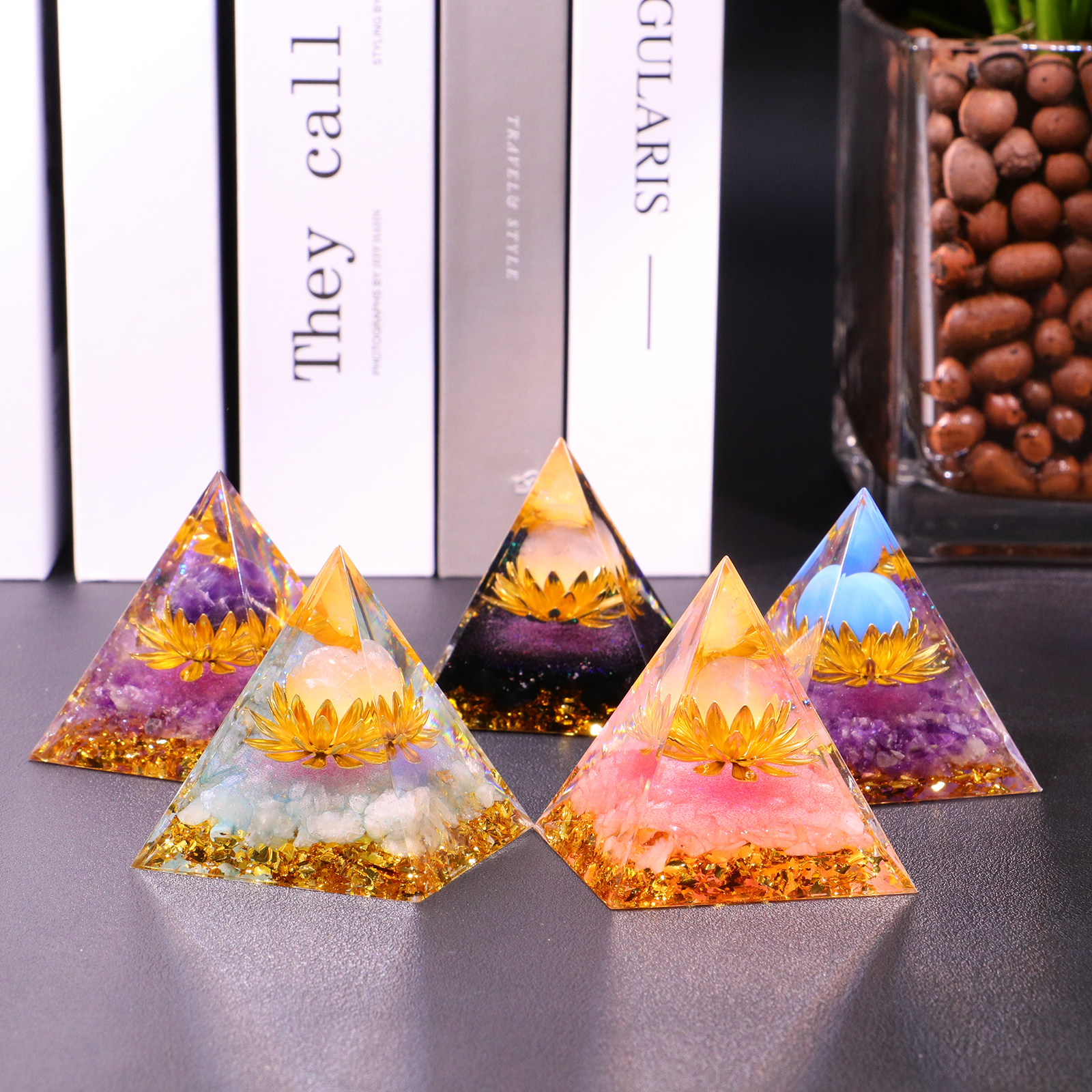 Seri Lotus Energi Penyembuhan Kustom 50Mm Kristal Orgone Quartz Orgonite