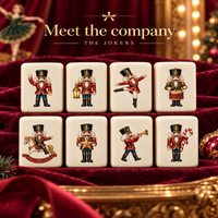 Set Ubin Mahjong Amerika Bertema Nutcracker Natal Mewah dari Akrilik 160Pcs dengan Penari Balet, Mahkota, Jam, dan Kuda Goyang
