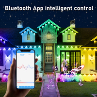 Luces LED RGBIC a Todo Color IP67, Sincronización con Música, Control Remoto, Luz Dinámica Fluida, Decoración Navideña para Techos de Casas