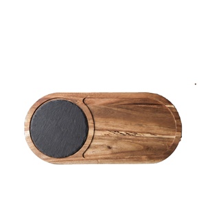 Modern Eco-Friendly Steak <b>Plate</b> Slate Acacia Wood Cutting Board Multifunctional Bread Serving Tray Charcuterie Board for - Product Image 2
