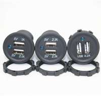 Prise USB 12V 1A + 2.1A LED bleue voiture DC 12V 24 v USB chargeur LED pour bateau Marine RV prise USB
