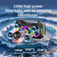 Enceinte portable Zealot ZE51 250W sans fil avec éclairage LED RGB, pour fêtes en extérieur et home cinéma, avec support d'application, boîtier en plastique