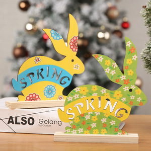 Figura de Conejo de Pascua, Decoración de Madera con Forma de Conejo, Decoración Interior para el Hogar, Regalo QW-222 - Product Image 1