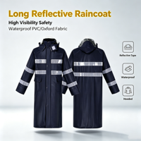 Imperméable de sécurité à capuche pleine longueur, extra imperméable, bandes réfléchissantes, vêtements de pluie de sécurité industrielle pour la sécurité et la randonnée