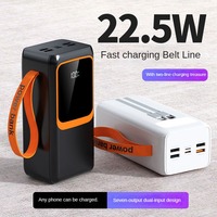 Batterie externe à charge rapide PD 22,5 W avec câbles doubles intégrés, lampe de camping LED, chargeur portable 5 ports, voyage, camping, extérieur