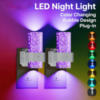Veilleuse LED à changement de couleur, à brancher, lot de 2, design bulle, intensité réglable, allumage/extinction automatique, capteur crépusculaire