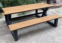 Table de pique-nique de jardin commerciale ensemble de chaises Table de parc et chaises Patio extérieur Restaurant en métal banc de Table de pique-nique en bois moderne