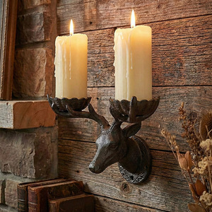 Cast Iron Antler Candle Holder Wall Mounted Metal Decor Home Decoration Indoor Outdoor Minimalist Style - Product Image 4