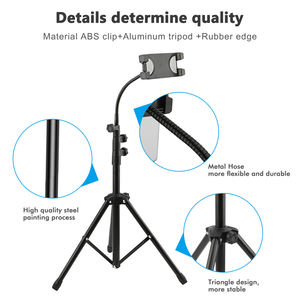 Trépied professionnel en alliage d'acier au <span class=keywords><strong>carbone</strong></span> de 1.5m avec support de lumière LED 1/4 trépieds de support de <span class=keywords><strong>photo</strong></span> et de selfie de téléphone portable - Product Image 3