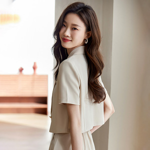 Women's Professional Summer Suit Set Lightweight Short Sleeve Solid Color Breathable Polyester Casual Suit 2025 New Style - Product Image 5