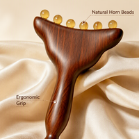 Peigne de massage en bois de santal doré naturel et corne de mouton, outil de Gua Sha pour le visage et le corps, pour la relaxation des tendons, vente en gros d'usine, OEM