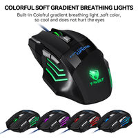 Ratón para Juegos con Cable USB T-WOLF M1, Luz RGB, 7 Botones, Ergonómico, Tamaño Grande, Ratón para Videojuegos