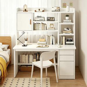 Bureau intégré avec étagères et tiroirs – Idéal pour l'écriture, l'ordinateur, le bureau, la chambre, la maison, l'étude ou la <span class=keywords><strong>location</strong></span> - Product Image 6