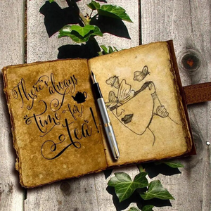 สมุดบันทึกหนังทำมือ กระดาษขอบดิบแบบโบราณ สมุดวาดภาพสำหรับเดินทาง สมุดจดบันทึกแบบเรียบง่ายสำหรับเขียนและวาดภาพ - Product Image 3