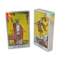 Grand jeu de cartes de tarot personnalisées pour adultes avec dépliant et instructions, bordure dorée holographique, échantillon gratuit
