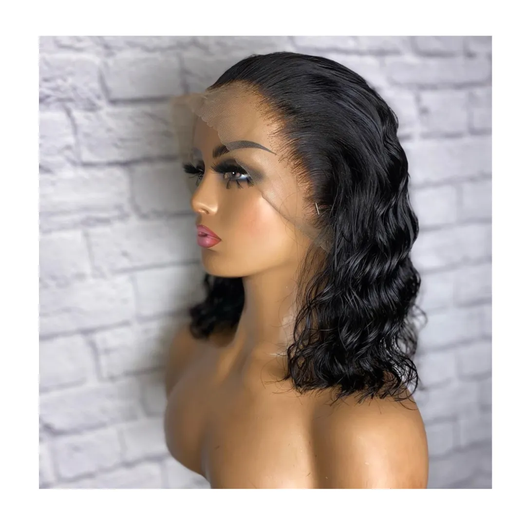 Peluca de cabello humano con encaje frontal para mujeres negras, pelo Remy virgen brasileño con cutícula, HD, transparente, venta al por mayor