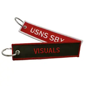 Logo de marque personnalisé des deux côtés cadeau promotionnel porte-clés tissés porte-clés en tissu porte-clés brodés