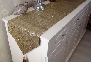 Khăn Trải Bàn Đám Cưới <span class=keywords><strong>Sequin</strong></span> Màu Vàng Hồng Sang Trọng - Product Image 6