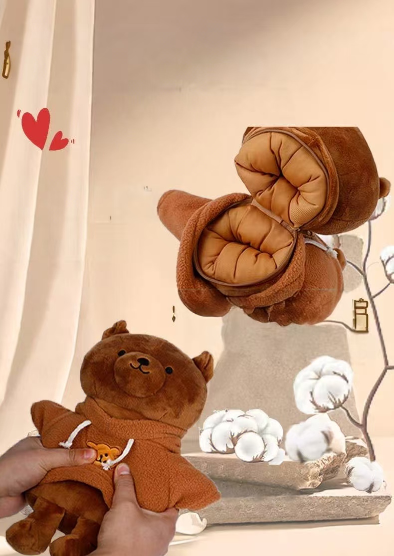 Hoodie Plush Bear Hidden Safes Storage Bag for Kids - Secret Gift