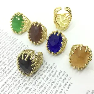 Adjustable fashion 2022 new design 18k gold plated brass mounting with cat's eye fine jewelry rings