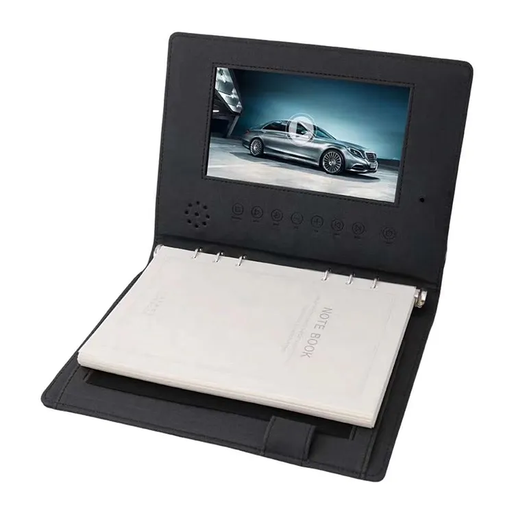 अनुकूलित उपहार वीडियो डायरी पावर बैंक बैटरी डेयरी नोटबुक के साथ 7 इंच एलसीडी स्क्रीन 16G 8000mah powerbank