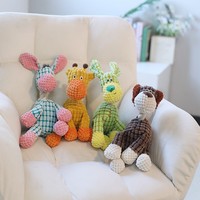 Jouet interactif à nouer pour animaux de compagnie, en peluche de velours de maïs durable avec couineur, pour chiens et chats, pour la mastication et le jeu