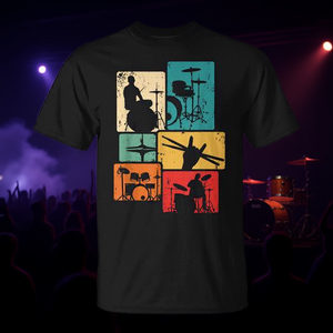 T-shirt pour batteur de musique rock, bâtonnets de batterie, style vintage - Product Image 3