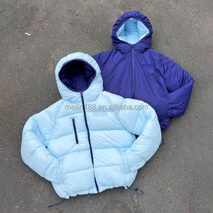 Manufacture Custom Puffer Jackets Lightweight Nylon Zipper Hooded Best Quality <b>Reversible</b> <b>Coat</b> Windbreaker Down Jacket - Product Image 1