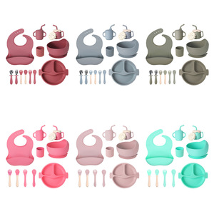 Fabrikadan kişiselleştirilmiş Logo sıcak satış taşınabilir amerikan tarzı bebek emme kasesi kaşık çatal Bib silikon bebek besleme seti çocuklar için - Product Image 6
