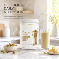 Poudre de shake protéiné végétalien à marque privée, saveur chocolat blanc pistache, sans sucre ajouté, complément alimentaire de remplacement de repas