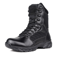 Bottes en cuir noir, mi-mollet, tactiques, pour homme, absorption des chocs