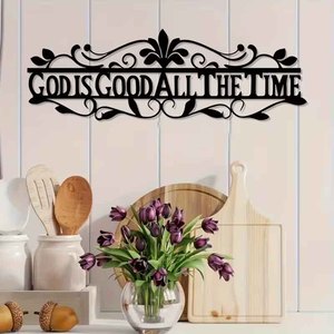 Dio è sempre buono - Decorazione da <span class=keywords><strong>parete</strong></span> in metallo cristiana con versetto biblico, arte della fede per casa, chiesa, ufficio, soggiorno - Product Image 3