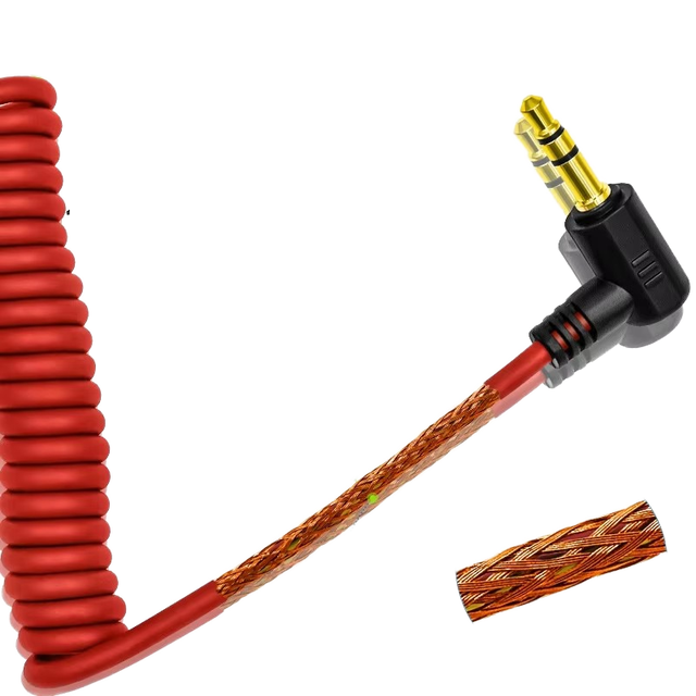 High Quality Twisted Pair PVC TRS 3.5mm Coiled Mylar Braid Shielded Audio Cable for Computer Projector HDTV Microphone Camera