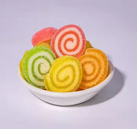 Wholesale Chewy Soft Acid Sugar Sand Coated Gummy Candy Colorful Roll Shaped Sweet Fruit Flavors Haccp/BRC Halal Certified