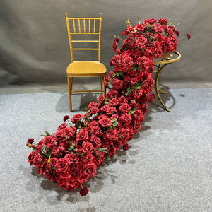 Nouvelle composition florale artificielle réaliste de roses, style occidental, pour mariage, Thanksgiving, décoration de table longue pour centre commercial et exposition - Product Image 1