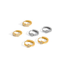 Boucles d'oreilles en acier inoxydable plaqué or 18 carats, sans ternissement, avec marguerite en zircon cubique, tendance TikTok, par Fanhua Jewelry