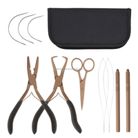 Kit d'outils complet pour extensions de cheveux à micro-anneaux antidérapants GlamorDove avec logo personnalisé, ensemble de pinces de salon et sac de rangement
