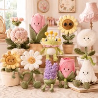 Ensemble de fleurs en peluche de créateur, tournesol, tulipe, marguerite, peluches douces pour la décoration de chambre de filles et cadeau de printemps